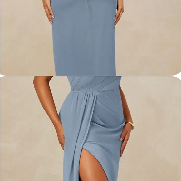 Elegant Blue Sleeveless Dress - Picture 1 of 2